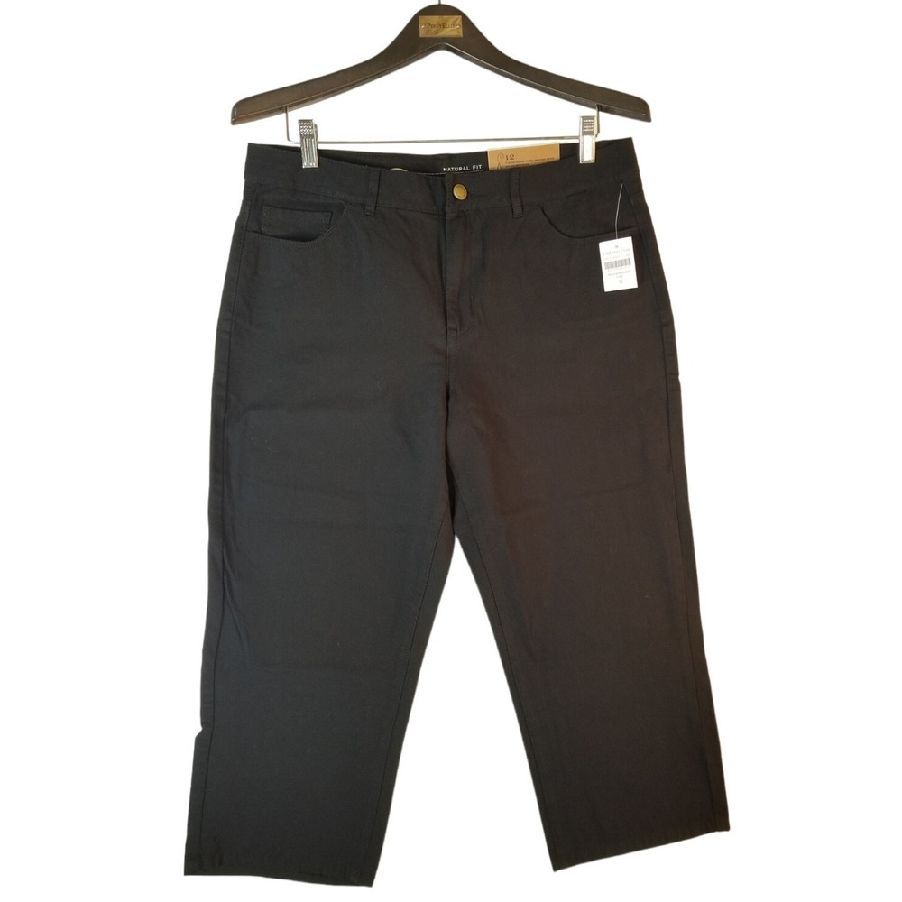 Coldwater Creek Natural Fit SZ 12 34X22 Women's CAPRI Pants Black Stretch